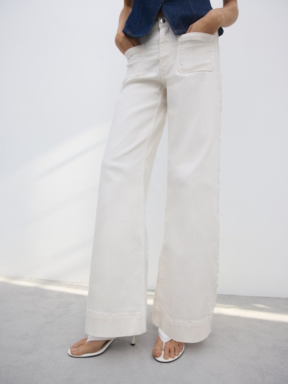 NWOT H&M Wide High Waist Jeans in Ivory